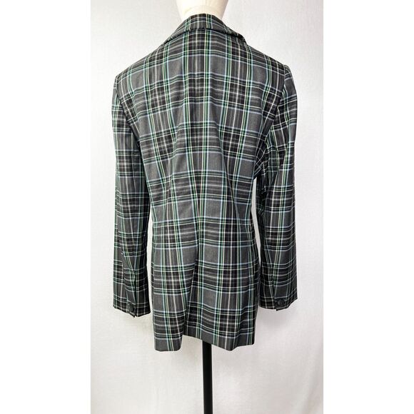 Barami Couture | Blazer | Grey Black Green White Plaid | Sz10 | Made in USA - Picture 2 of 6